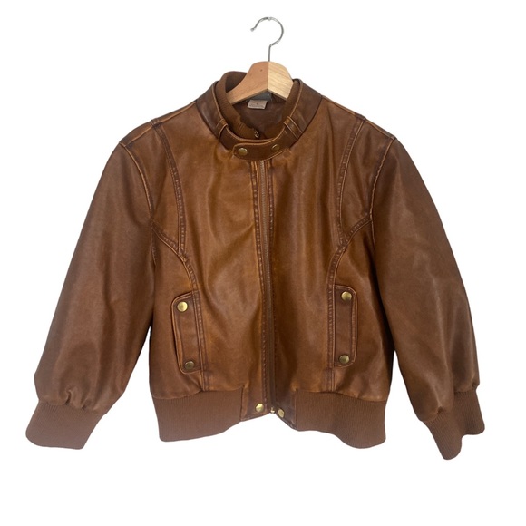 Dots Jackets & Blazers - Dots Faux Leather Bomber Oversized aviator Jacket Brown Size L